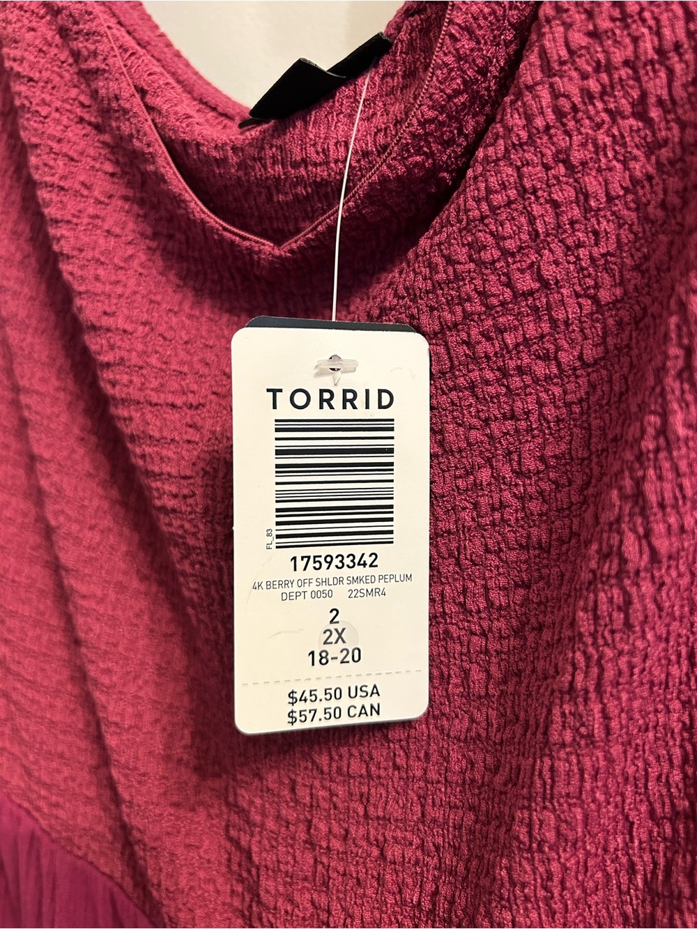 torrid Deep Magenta Textured Babydoll Tunic - Picture 3 of 3